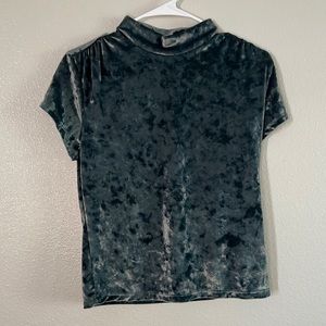 Teal, crushed velvet, mock turtle neck top. Size medium